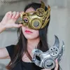 Acessórios de fantasia Máscaras de festa Steampunk Fantasma Masquerade Cosplay Máscara Bola Meia Face Homens Punk Traje Festa de Halloween Adereços Heavy Metal 220827 L230918