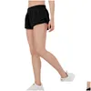 Women'S Jackets Designers Lu-08 Womens Yoga Shorts Fit Zipper Pocket High Rise Quick Dry S Lemon Train Short Loose Style Breathable Dhqr4