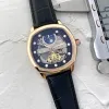 Men Watch Stainless Steel tourbillon Two stitches 46mm Luxury Brand Automatic mechanical Watches leather Strap CART Fashion moon Phase Type 1