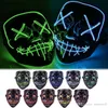 Kostymtillbehör Halloween Mask LED Glow Party Supplies Voice Control 3 lägen El Wire Light Up the Purge Movie Costume Party Grimace Jester Jolly Masks Full Face L2