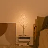 Sahte çiçek yeşillik LED ağaç ışıkları bakır tel ışıklar parlayan ortam modelleme lambası Noel huş ağacı ev odası dekorasyon fener uzaktan kumanda 230918