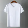 Herren T-Shirts T-Shirt Kurzarm Männlich Trackless V-Ausschnitt Slim Sommer Reine Farben Kleidung