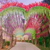 Flores decorativas JAROWN Wisteria Artificial Arco de boda Decoración DIY Fiesta Festival Jardín Planta colgante Vid