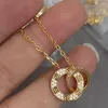 necklace for women LOVE designer diamond Gold plated 18K T0P quality official reproductions classic style crystal luxury 009