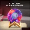 Andra lampor belysning bärbara högtalare muslimska Koranens högtalare App Control Drop 3D Print Star Lamp Wireless Colorf Remote Touch Veilleus Dh1ji