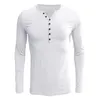 T-shirts pour hommes à manches longues Slim hommes T-shirt jeune homme couleur pure hauts t-shirts col de chemise pour T-shirt masculin