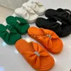 Slippers 2023 New Round Toe Thick Sole Women's Slippers Rhinestone Bow Flat Bottom Sandals for Women Open Toed Slippers Female Zapatos x0916