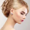 Stud Earrings French Vintage Flower Temperament Lady Style Feather Zircon Fashion Versatile Bridal Jacket