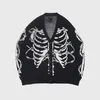 Pulls pour hommes Harajuku Cardigan surdimensionné Vêtements pour femmes Sueter Mujer Mode Skull Print Casual Pull à tricoter Pull Femme Y2K