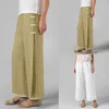 Pantaloni da donna con fibbia gamba larga Capri Pantaloni corti a doppio strato stile cinese larghi dritti tinta unita eleganti