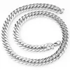 6 8 10 12 14mm wide Stainless Steel Cuban Miami Chains Necklaces Big Heavy Flat Link Chain for Men Hip Hop Rock jewelry 24 227H