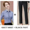 Blouses pour femmes femmes chemisier chemises dames 2 pièces pantalons et hauts ensembles bureau femme OL Styles