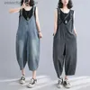 Kobiety Jumpsuits Rompers Wersja Koreańska prosta kombinezon Women 2023 Luźne szczupły wygląd harem retro proste dżinsowe dżinsy L230918