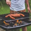 Gereedschap RVS BBQ-vork Dubbele metalen spiesjes U-vormige kamp Outdoor braadstokken voor huishoudelijke keuken
