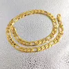 Gestempeld 24 K Solid Yellow Gold Figaro Chain Link Ketting 12mm Mens RealCarat Gold gevuld Verjaardag Kerstcadeau220t