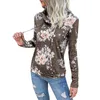 Women's Sweaters Ladies Thin Pullover Print High Neck Long Sleeve Bottoming Top Distressed Sweatshirt Yoga Hoodie Women