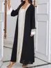 Roupas étnicas moda manga comprida cardigan abaya sólido oversized árabe dubai marroquino kaftan corban eid al adha solto robe muçulmano