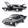 Diecast Model Car 1/32 Diecasts Toy Vehicles Classic Challenger The Fast Car Model med ljudljusbilleksaker och Furious for Boy Children Gift 230915