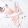 Set sexy VS lettere con strass biancheria intima da donna completo per ragazze, set reggiseno confortevole con strass lingerie rosa Q0705 L230918