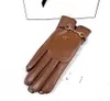 Fashion Women PU Leather Gloves Fur Inside Brand Mittens Five Fingers 3 Colors With logo With Tag Wholesale