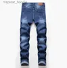 Jeans pour hommes Big Taille Hommes Classique Jambe Droite Ripped Jeans Designer de mode Slim Fit Lavé Solide Trou Biker Hip Hop Bleu Denim Pantalon JB2 L230918