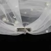 Véus nupciais véu de casamento com 2 clipes acessórios de cabelo de borda cortada para noiva 1 camada tule transparente 47 "de comprimento pérolas embelezadas