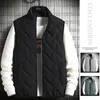 Men's Vests Winter Warm Men's Jacket Sleeveless Zipper Vest Solid Color Casual Vests Cotton-Padded Thickened Stand Collar Wear Outside 230918