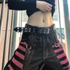 Damesbroeken Oversize Women Punk Style Gothic Chain Bandage Wide Been Low Rise Dark Academic Trousers Streetwear 90s Baggy Pant