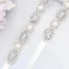 Wedding Sashes TRiXY S435 Fashion Beaded Belt Clear Crystal For Formal Dress Pearl Bridal Rhinestone Belts Silver277S