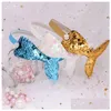 Hair Accessories Baby Girls Headband Nes Fashion Mermaid Tail Hairband Bow Headwrap Sequins Band Hoop For Kids Girl Beautif Head Acc Dh4Eo