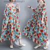 Basic Casual Dresses Summer Plus Fat Plus Large Dress Fat Girls Round Neck Short Sleeve Printed Midi Dress Summer Clothes For Women Chiffon Dress L230918