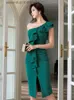 Basic Casual Dresses Fashion Summer Evening Dress For Women Elegant Chic Sexy Single Shoulder Slim Midi Party Gown Vacation Mujer Vestidos Robe Femme L230918