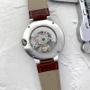 Men Watch Stainless Steel tourbillon Two stitches 46mm Luxury Brand Automatic mechanical Watches leather Strap CART Fashion moon Phase