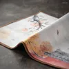 Theeservetten Chinese geschilderde dikke handdoek Superabsorberende set Pad Tafelreinigingsdoek Antiek Patroon Matten Accessoires