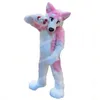 Halloween roze vacht Husky Fox mascotte kostuum carnaval unisex volwassenen outfit volwassenen grootte Kerstmis verjaardagsfeestje buiten aankleden kostuum rekwisieten