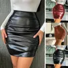 Saias de cintura alta saia elegante mulheres faux couro plissado mini chique clubwear para slim fit festa noites bainha