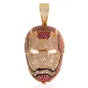 24K Gold Plated Iced Out Big Iron Men Necklace Pendant Micro Paled Cubic Zircon Charm Bling Bling Hip Hop Jewelry231x