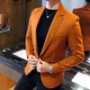 Wool Blend Blazer Men 3 Solid Color Black Grey Orange Business Casual Mens Vintage Blazer Suit Jacket Men Male Suit Coat 5xl1287a