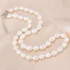 Pendant Necklaces AAAA 7-8mm Natural Freshwater Pearl Necklace Women Jewelry Necklace 925 Silver White Pink Purple Real Pearl Jewelry 230918