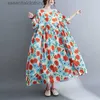 Basic Casual Dresses Summer Plus Fat Plus Large Dress Fat Girls Round Neck Short Sleeve Printed Midi Dress Summer Clothes For Women Chiffon Dress L230918