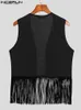 Homens Tank Tops Incerun 2023 Estilo Americano Homens Sólidos Allmatch Personalidade Colete Moda Masculino Solto Confortável Borla Coletes S5XL 230915