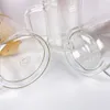 Sans BPA réutilisable 15oz cristal clair nouveau artisanat pré-percé vierge sublimation boule à neige paillettes flux double paroi verre gobelet tasses avec paille en plastique transparent
