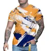 Camiseta DIY 844 Cross border T-shirt masculina europeia e americana 3D impressa em torno do pescoço manga curta casual solta moda top fábrica cabelo liso