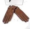 Fashion Women PU Leather Gloves Fur Inside Brand Mittens Five Fingers 3 Colors With logo With Tag Wholesale