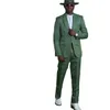 Green Floral Men Suits Wedding Kurpie z lapami z spodniami 2 -częściowymi Tuxedo Business Groom (Blazer and Spodni)