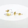 Stud Earrings Simple Mini Multi Color Crystal Heart For Women Fashion Gold Metal Stainless Steel Jewelry