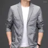 Men's Suits Spring Summer Blazer Jacket Men Sunscreen Clothing Pocket Terno Masculino Casual Soft Thin Button Long Sleeves Suit Coats