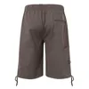 Shorts masculinos casuais para homens plus size carga relaxada com vários bolsos sólido elástico na cintura com cordão calças de verão