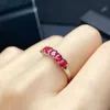 Кольцо-пасьянс, элегантное серебряное кольцо с рубином для девочки, 3 мм * 4 мм, натуральный Мьянма, проба 925 пробы, романтический подарок девушке 230918