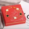 Pulseiras de charme pulseira de pedra natural em caixa - estilo de trevo de quatro folhas da moda para mulheres finas jóias de jóias e presentes de festa